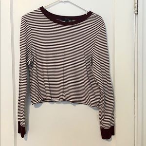 Long sleeve striped cropped shirt